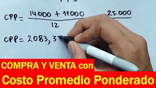 Registro contable de compra y venta con COSTO PROMEDIO PONDERADO [upl. by Yblok858]