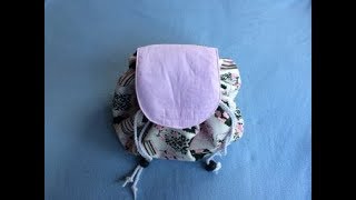 DIY Drawstring cosmetic bag  Makeup bag  tutorial [upl. by Yrtneg405]