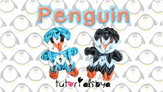 Penguin Charm  Mini Figurine Rainbow Loom Tutorial  How To [upl. by Livia]