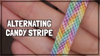 Alternating Candy Stripe Friendship Bracelet Tutorial CC [upl. by Alahsal]