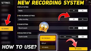 Recording System How To Use Lobby Recording With Sound  Free Fire Record Videos Settings [upl. by Nylarat]