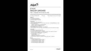 AQA A LEVEL ENGLISH LANGUAGE PAPER 1 QUESTION PAPER 202377021language the individual and society [upl. by Nyrhtac37]