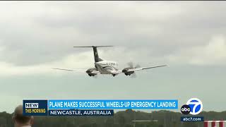 Plane makes successful wheelsup emergency landing in Australia [upl. by Arda780]