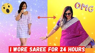 I wore a SAREE for 24 HOURS Funny Public Reactions [upl. by Yziar]