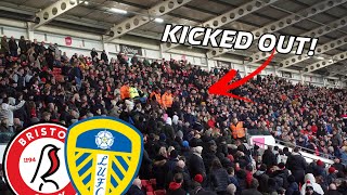 FANS KICKED OUT and INSANE LIMBS in SOLD OUT AWAY END at Bristol City 01 Leeds United [upl. by Larred]