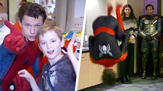 Tom Holland BACKFLIPS During Children’s Hospital Visit [upl. by Zawde]