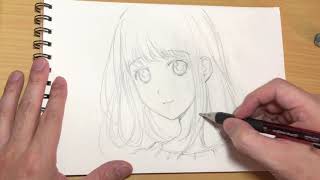 シャーペンで女の子を描く《アナログイラスト》drawing practice [upl. by Gualtiero]