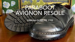 Paraboot Avignon shoe resole at home with Vibram Gumlite 1705 soles [upl. by Letnahs]