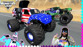 Monster Jam INSANE Racing and Crashes 9  BeamNG Drive [upl. by Prader33]