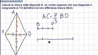 Calcola la misura delle diagonali di un rombo sapendo che una diagonale [upl. by Atsillak450]