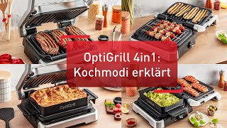 OptiGrill 4in1 GC774D  4 Kochmodi im Überblick  Kontaktgrill von Tefal [upl. by Eillim463]