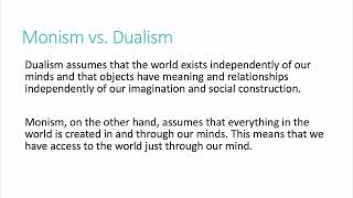 Monism vs Dualismus in social sciences [upl. by Elurd776]