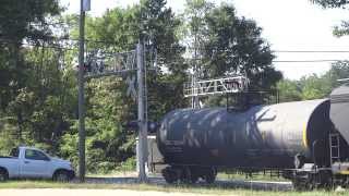 Pickens Railway Shortline a local mixed freight train  a crossing  Anderson SC [upl. by Tomi]