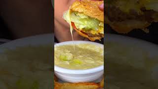 Five Guys Cheeseburger DIPPED in FONDUE CHEESE SAUCE asmr food [upl. by Niret952]