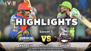 Lahore Qalandars vs Karachi Kings  Full Match Highlights  Match 26  12 March  HBL PSL 2020  MA2 [upl. by Bruns]