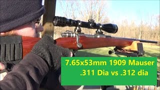 1909 765mm Mauser at Range 311 bullet vs 312 bullet [upl. by Notgnillew]