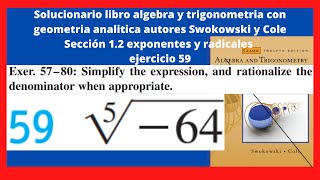 Ejercicio 59 seccion 12 resuelto libro algebra y trigonometria con geometria analitica Swokoski [upl. by Oakes29]