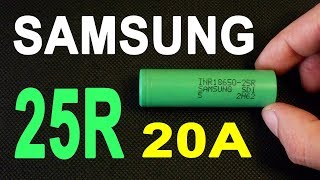 Samsung 25R  high drain 18650 Liion battery discharge capacity test [upl. by Groh]