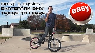 TOP 5 EASIEST BEGINNER BMX SKATEPARK TRICKS [upl. by Iren]