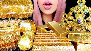 ASMR Edible Gold Crown Honeycomb Chocolate Bars  Eating Sounds [upl. by Devad597]