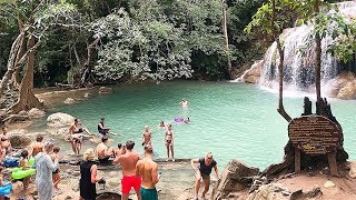 Erawan Waterfalls In Kanchanaburi Thailand  National Park [upl. by Montagu]