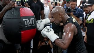 FULL amp UNCUT  FLOYD MAYWEATHERS MEDIA WORKOUT FOR CONOR MCGREGOR [upl. by Zolly898]