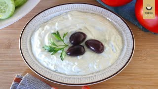 Greek Tzatziki sauce  spread recipe  Fresh Piato [upl. by Einallem961]