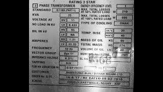 TRANSFORMER NAME PLATE [upl. by Kristy]