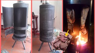 DIY homemade Barrel BBQ Smoked Chulengo vertical Ahumador casero [upl. by Belita]