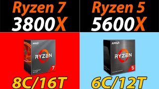 Ryzen 7 3800X Vs Ryzen 5 5600X  8 Cores Vs 6 Cores  How Much Performance Difference [upl. by Soren457]