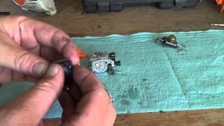 Stihl FS90R trimmer carburetor rebuild [upl. by Arolf]