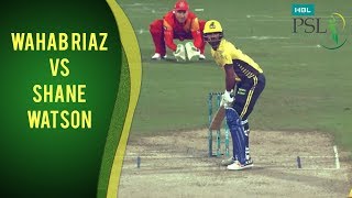 PSL 2017 Match 12 Wahab Riaz vs Shane Watson  MA2 [upl. by Anidal]