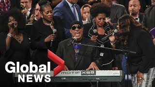 Aretha Franklin funeral Stevie Wonders FULL performance [upl. by Trescott]