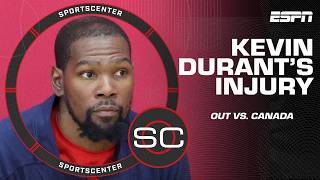 Kevin Durant out for Team USAs friendly vs Canada with calf strain  SportsCenter [upl. by Anneg]