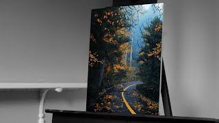 Painting A Fall Road Landscape with Acrylics Paint with Ryan [upl. by Mosi]