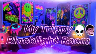 MY TRIPPY BLACKLIGHT ROOM TOUR SETUP 👽✨ [upl. by Attolrahc]