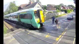 Heartstopping near misses at railway level crossings in CCTV released by Network Rail [upl. by Adiel]