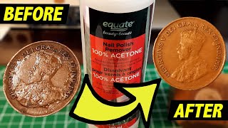 Cleaning Coins with 100 Pure ACETONE [upl. by Htezil]