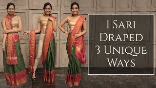 3 Unique Ways To Drape One Saree  Saree Draping Styles  MissMalini Fashion  MissMalini [upl. by Axe676]