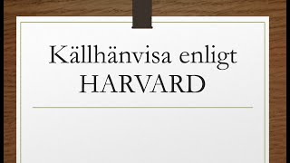 Källhänvisning enligt Harvard [upl. by Neerom]