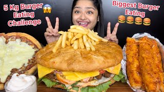 BIGGEST BURGER EATING CHALLENGE 🍔😱 5 KG CHICKEN BURGER EATING CHALLENGE  PIZZA AND SPRING ROLLS [upl. by Nagam787]