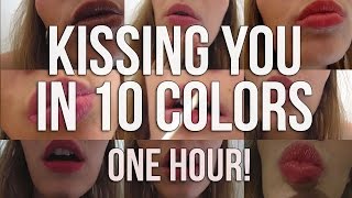 BINAURAL ASMR Kissing You in 10 COLORS  One Hour of Kisses  Lipstick Application [upl. by Nattie719]