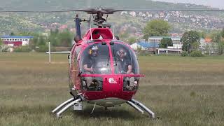 MBB BO105 Startup amp Takeoff at Budaörs Airfield LHBS [upl. by Kenney835]