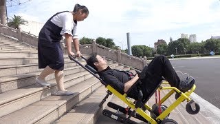 Bottled water delivery over stairs  Electric Stair Climbing Trolley [upl. by Eiramanel267]