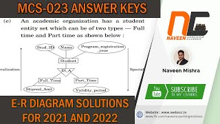 MCS23  ER DIAGRAM ANSWER KEYS for Year 20212022  IGNOU BCA ignoubca bca dec22 dbms ignou [upl. by Dodie158]