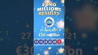 Euromillions Results Prize Breakdown and Lottery Numbers for Tuesday 27 April 2021 Shorts [upl. by Esojnauj457]