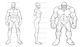 How to Draw Comic Book Characters  Studying Proportions [upl. by Elatsyrk]