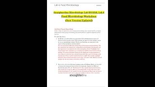 Straighterline Microbiology BIO250L Lab 6 Food Microbiology Worksheet Questions and Answers 2024 2 [upl. by Sukul]