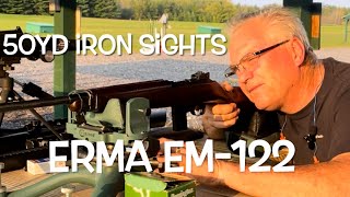 50 yard iron sights challenge Erma EM122 m1 carbine trainer 22lr [upl. by Aimerej43]