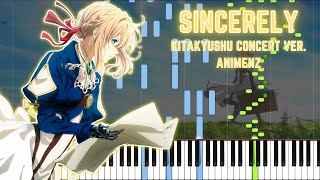 Animenz Sincerely  Violet Evergarden OP  Kitakyushu Anime Piano Concert Ver Piano Tutorial [upl. by Kan]